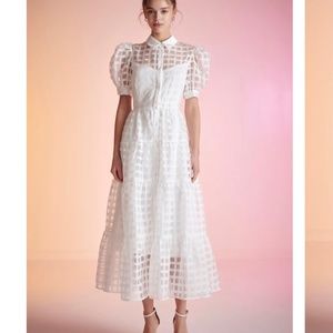 English Factory- GRIDDED ORGANZA TIERED MAXI DRESS